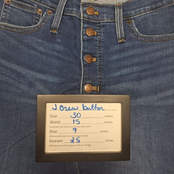 J Crew Button Fly Capri Pants‎ Blue Jean Denim Womens 30 Skinny High Rise - Picture 6 of 9